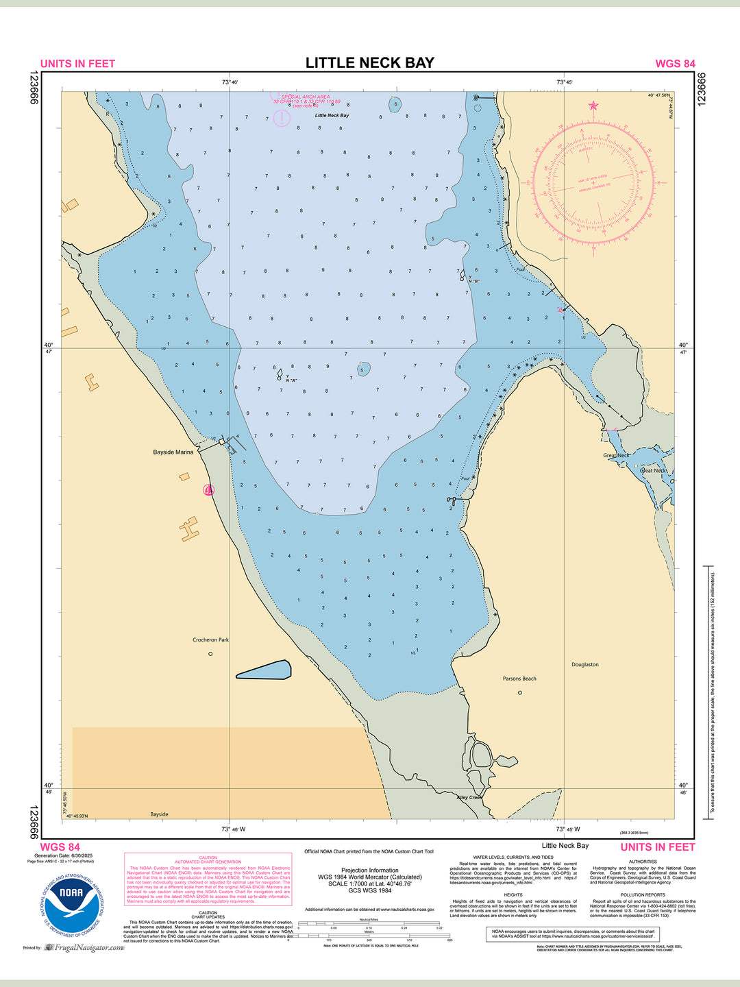 Official NOAA nautical chart 123666 – Long Island Sound - Little Neck Bay.