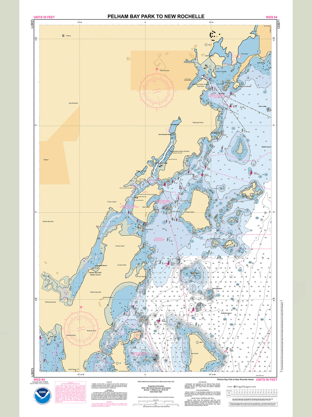 Official NOAA nautical chart 123671 – Pelham Bay Park to New Rochelle.