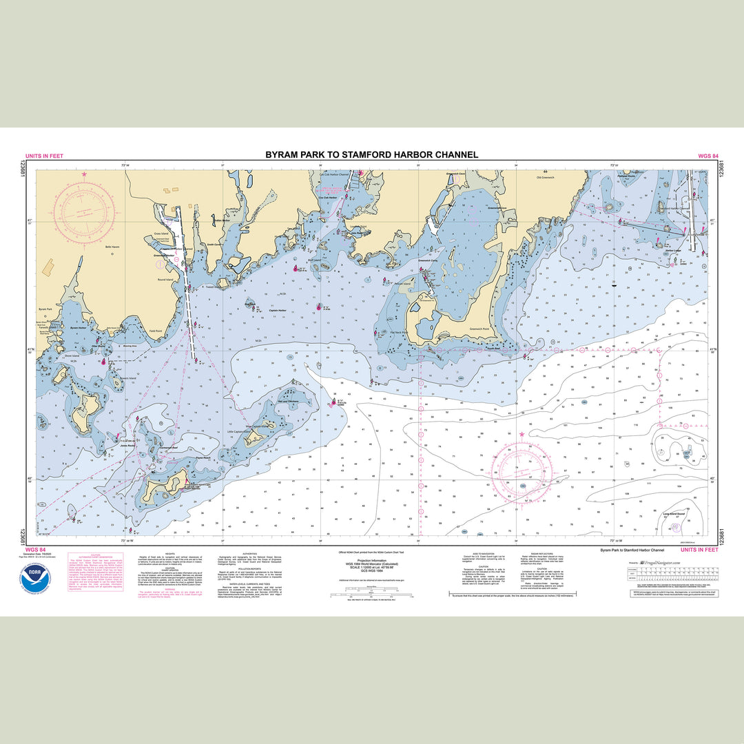 Official NOAA nautical chart 123681 – Byram Park to Stamford Harbor Channel.