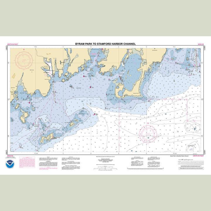 Official NOAA nautical chart 123681 – Byram Park to Stamford Harbor Channel.