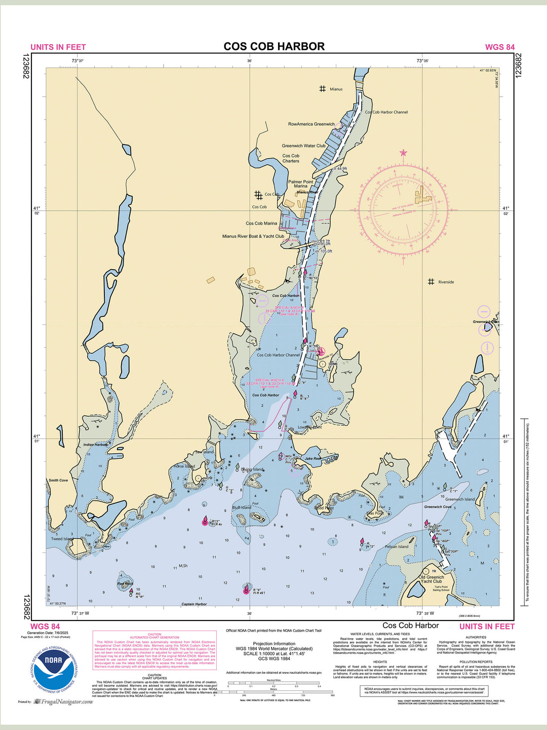 Official NOAA nautical chart 123682 – Cos Cob Harbor.