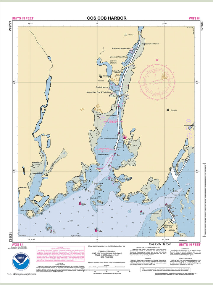 Official NOAA nautical chart 123682 – Cos Cob Harbor.