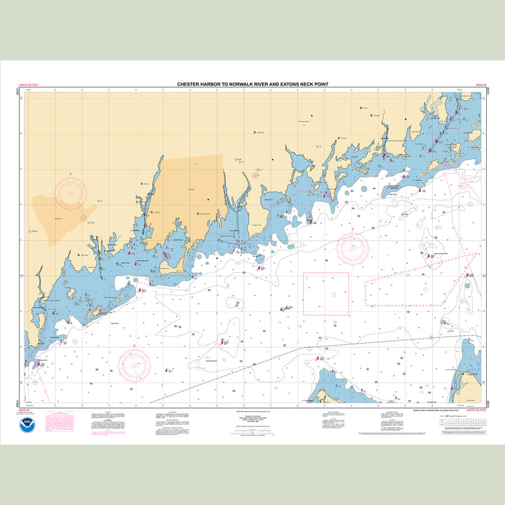 Official NOAA nautical chart 12368 – Chester Harbor to Norwalk River and Eatons Neck Point.