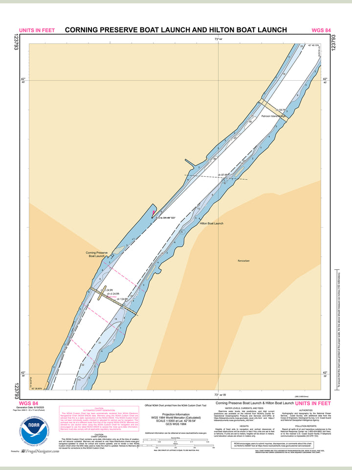 Official NOAA nautical chart 123793 – Hudson River - Corning Preserve Boat Launch and Hilton Boat Launch.