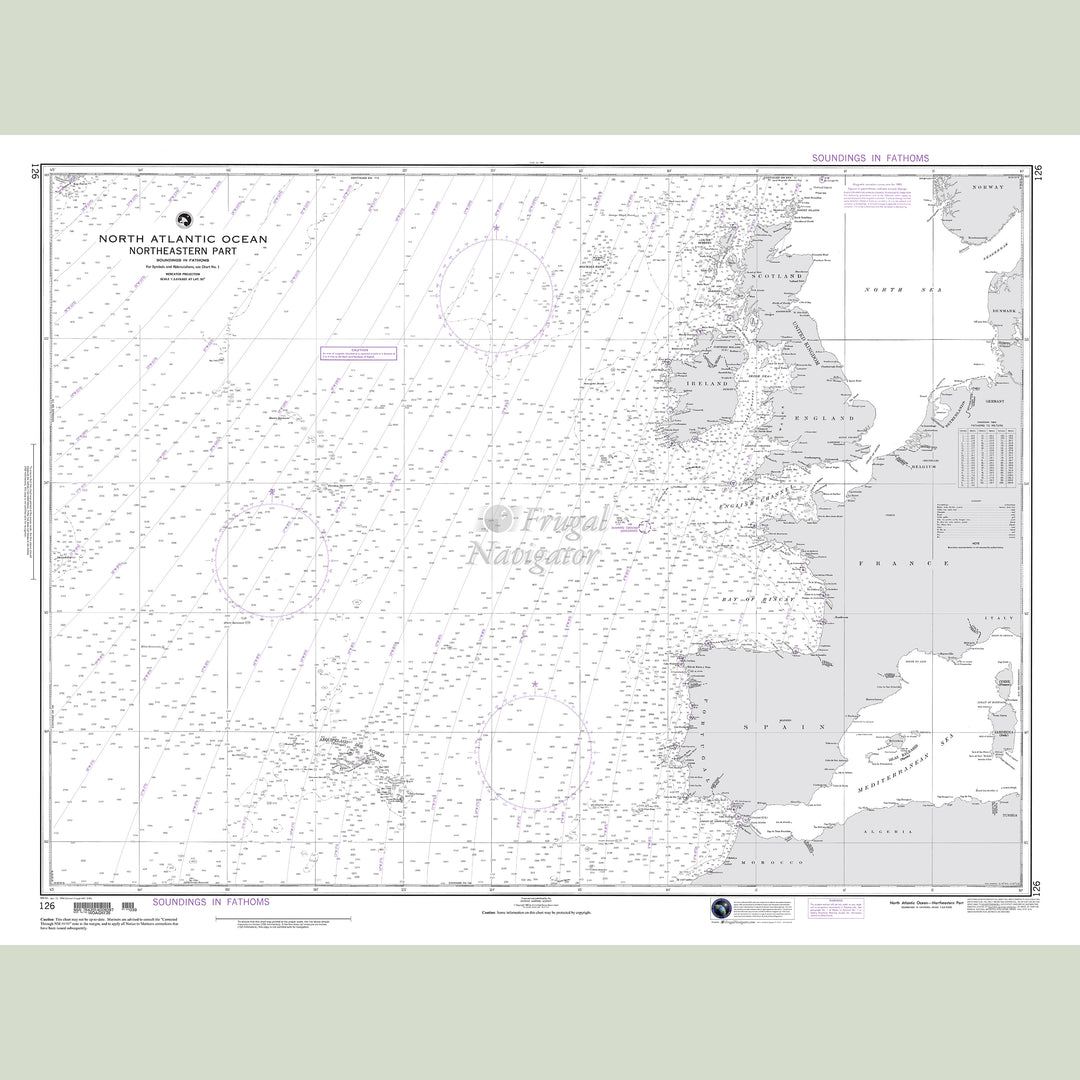 Official NGA nautical chart 126 – North Atlantic Ocean - Northeastern Sheet.