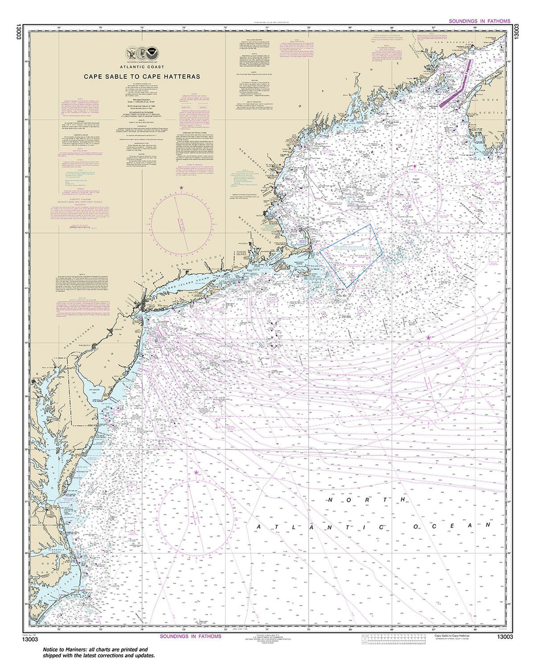 Archival NOAA nautical chart 13003 – Wall Chart.