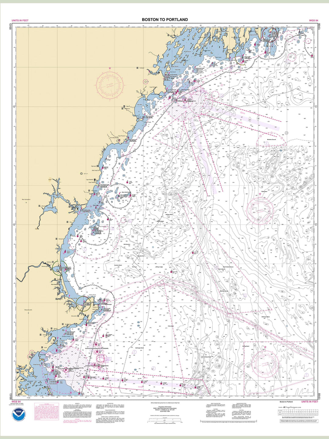 Official NOAA nautical chart 13100 – Boston to Portland.
