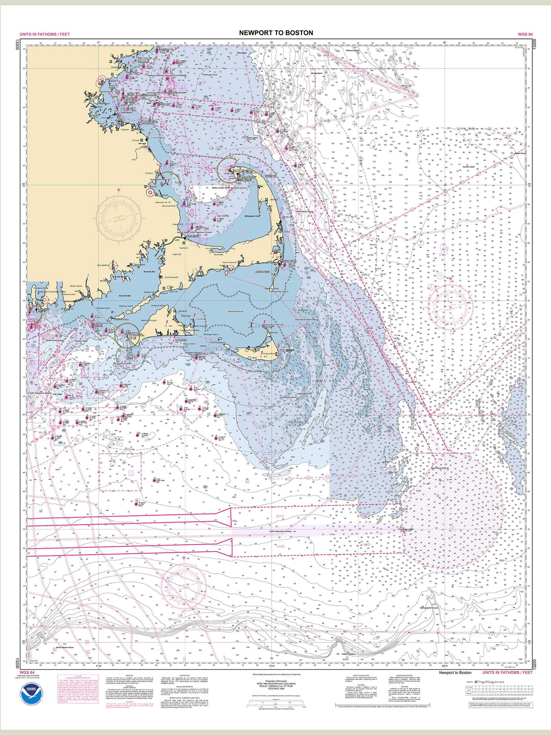Official NOAA nautical chart 13200 – Newport to Boston.