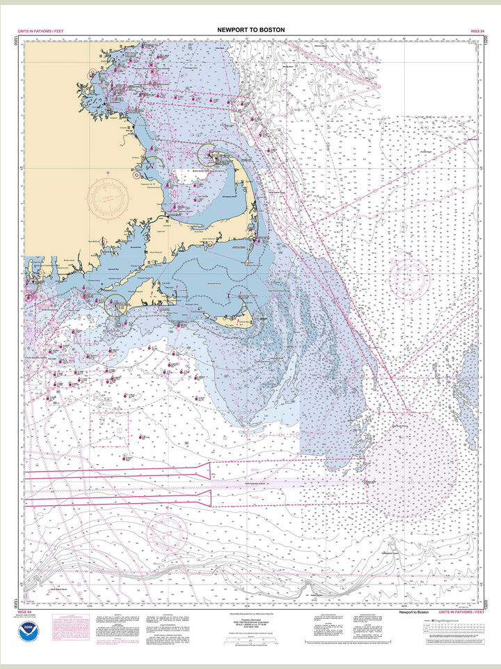 Official NOAA nautical chart 13200 – Newport to Boston.