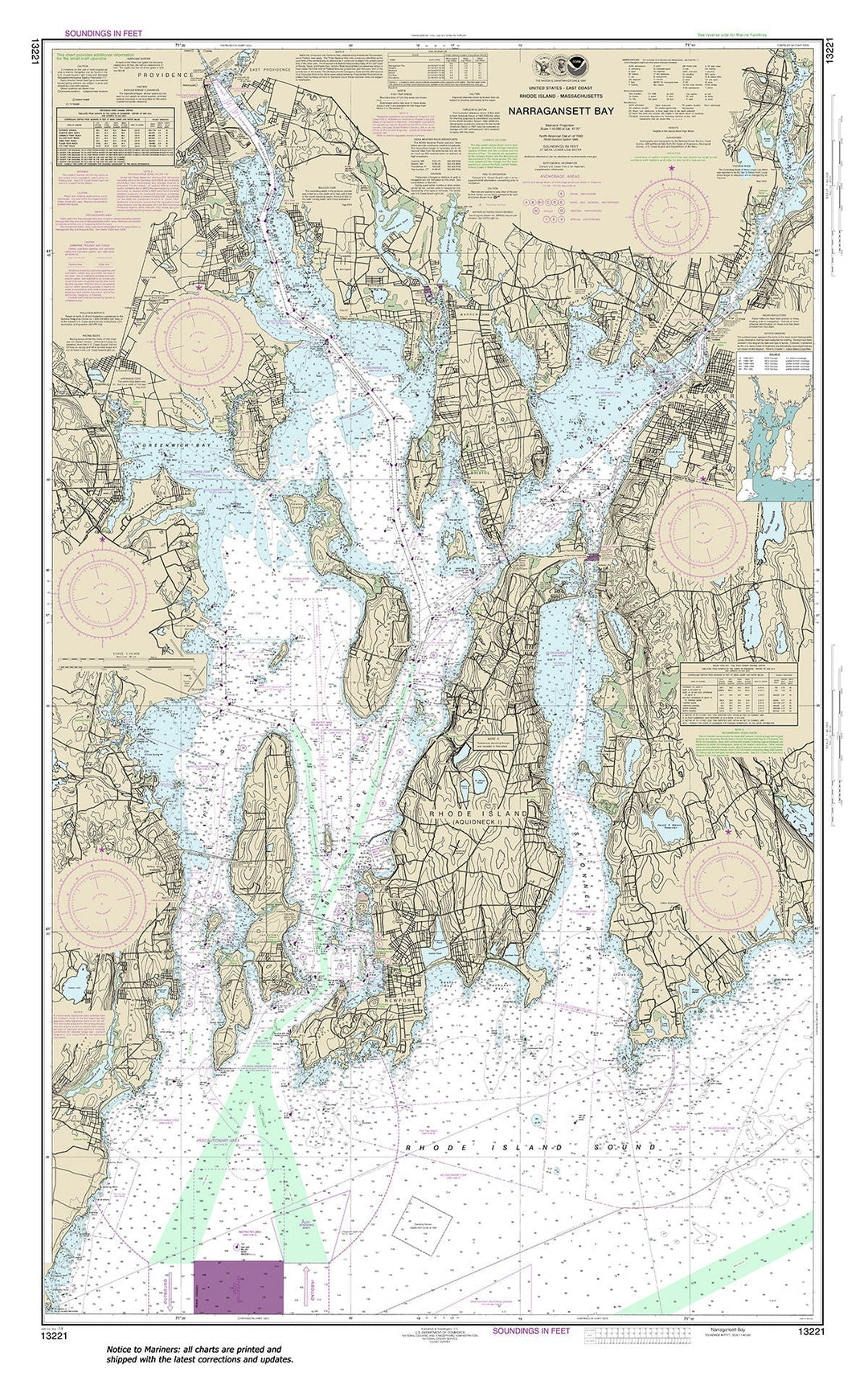 Archival NOAA nautical chart 13221 – Wall Chart.