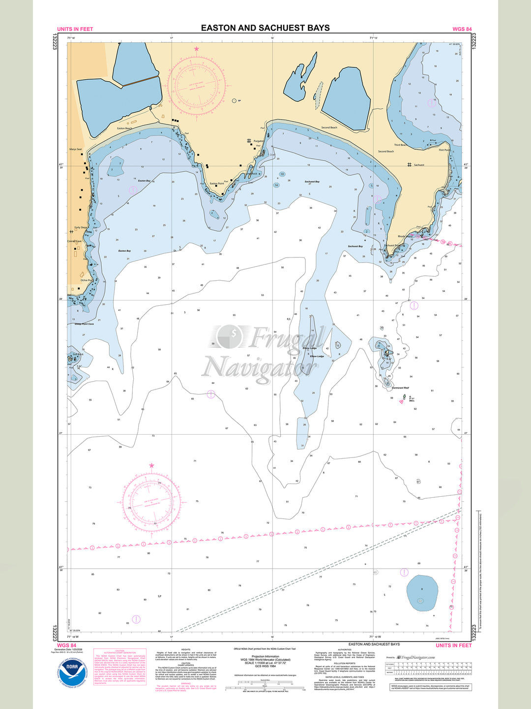 Official NOAA nautical chart 132223 – Easton and Sachuest Bays.