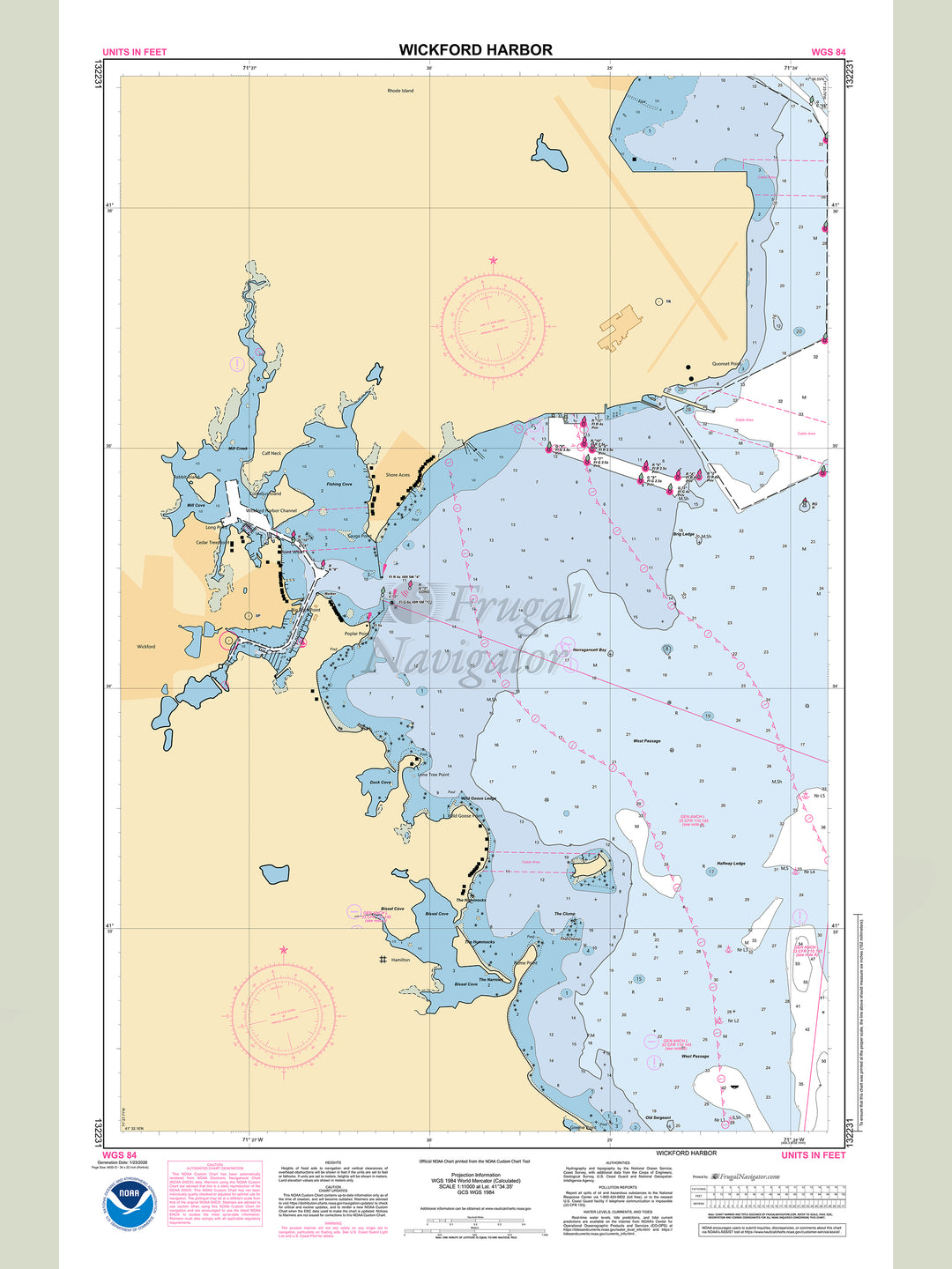 Official NOAA nautical chart 132231 – Wickford Harbor.