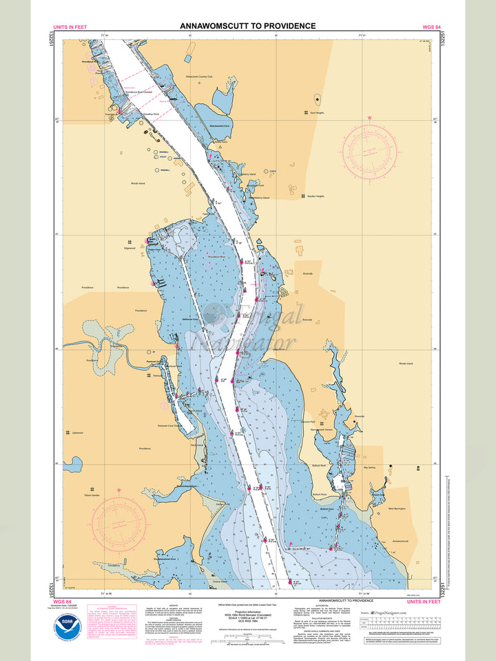 Official NOAA nautical chart 132251 – Annawomscutt to Providence.