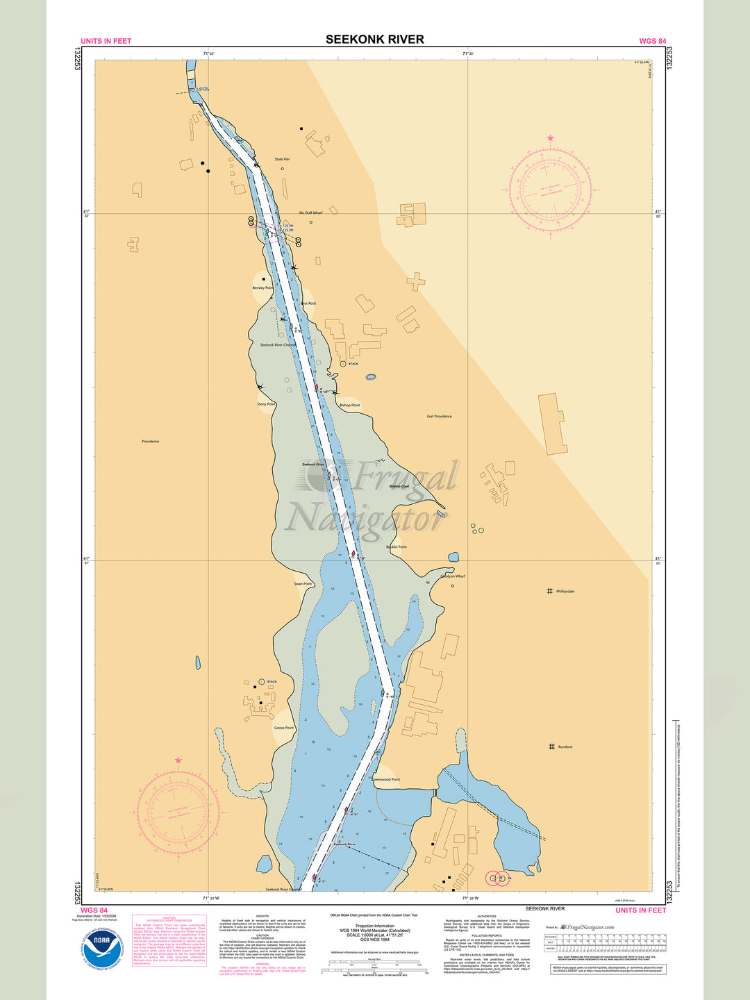 Official NOAA nautical chart 132253 – Seekonk River.
