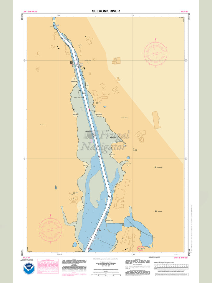 Official NOAA nautical chart 132253 – Seekonk River.