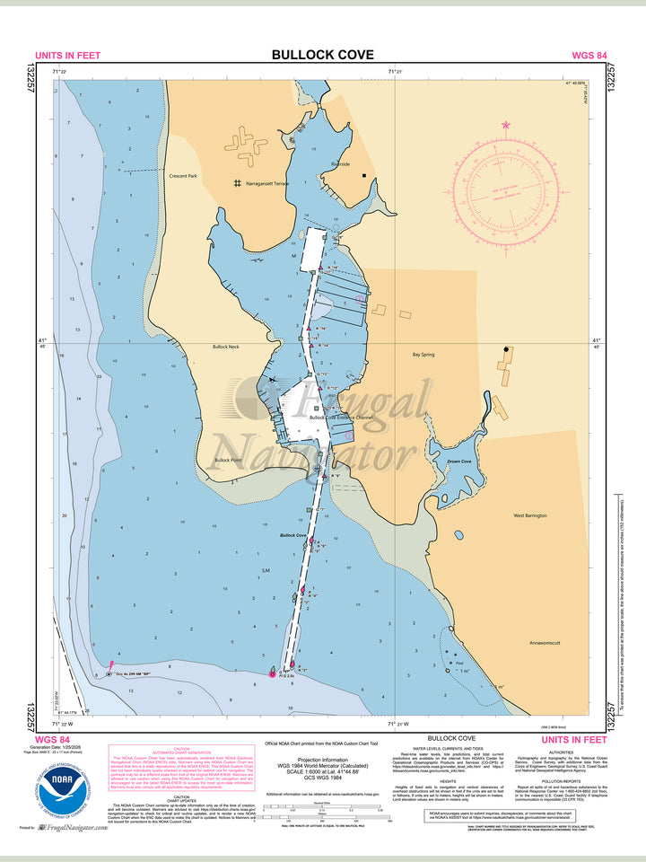 Official NOAA nautical chart 132257 – Bullock Cove.