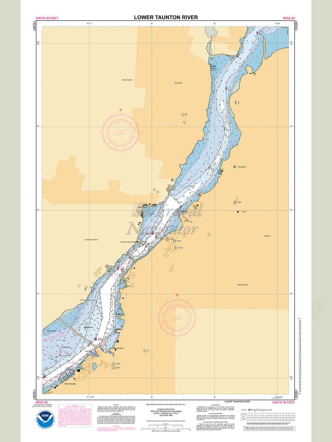 Official NOAA nautical chart 132261 – Lower Taunton River.