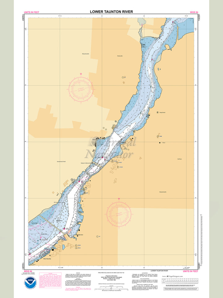 Official NOAA nautical chart 132261 – Lower Taunton River.