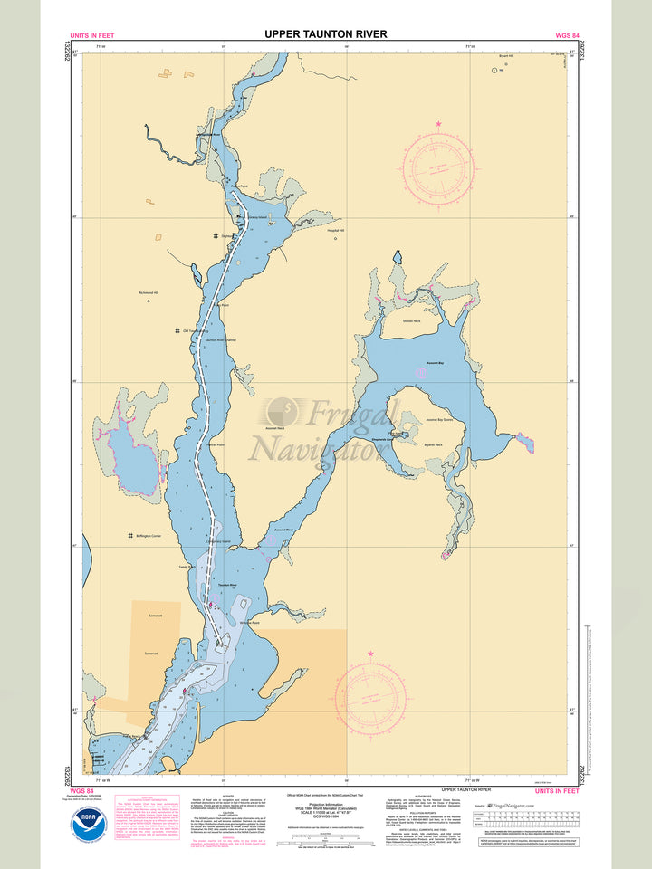 Official NOAA nautical chart 132262 – Upper Taunton River.
