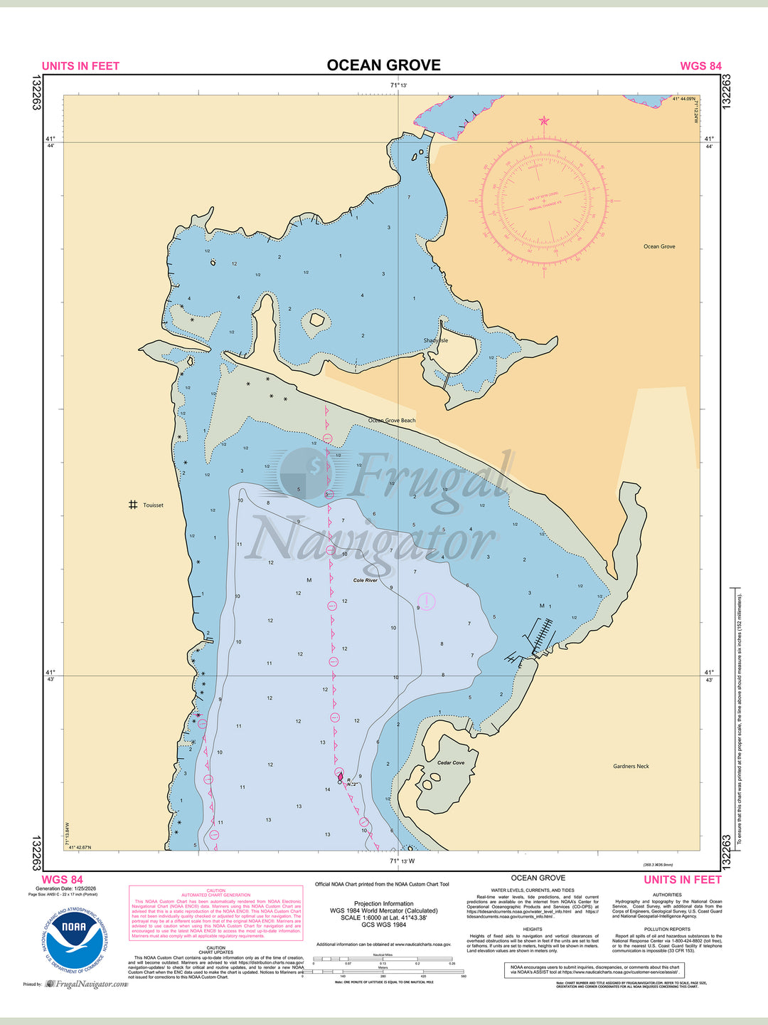 Official NOAA nautical chart 132263 – Ocean Grove.