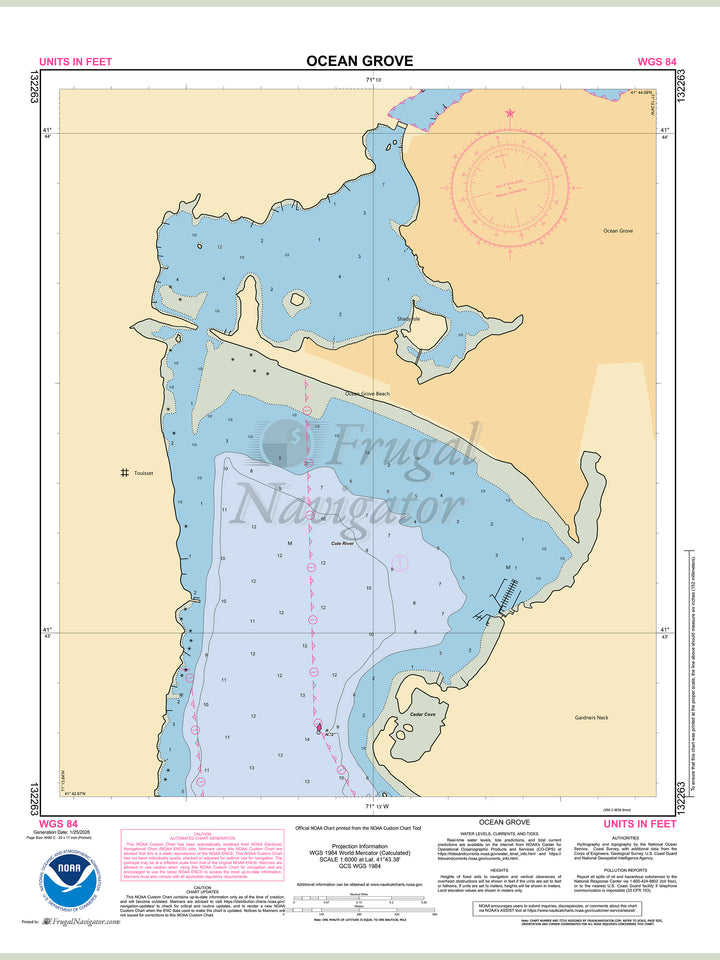 Official NOAA nautical chart 132263 – Ocean Grove.