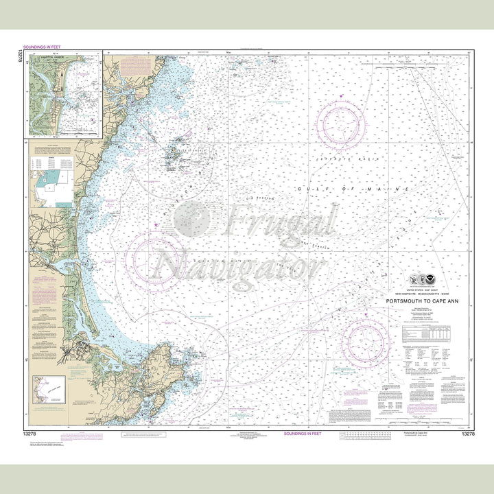 Archival NOAA nautical chart Portsmouth – to Cape Ann; Hampton Harbor.