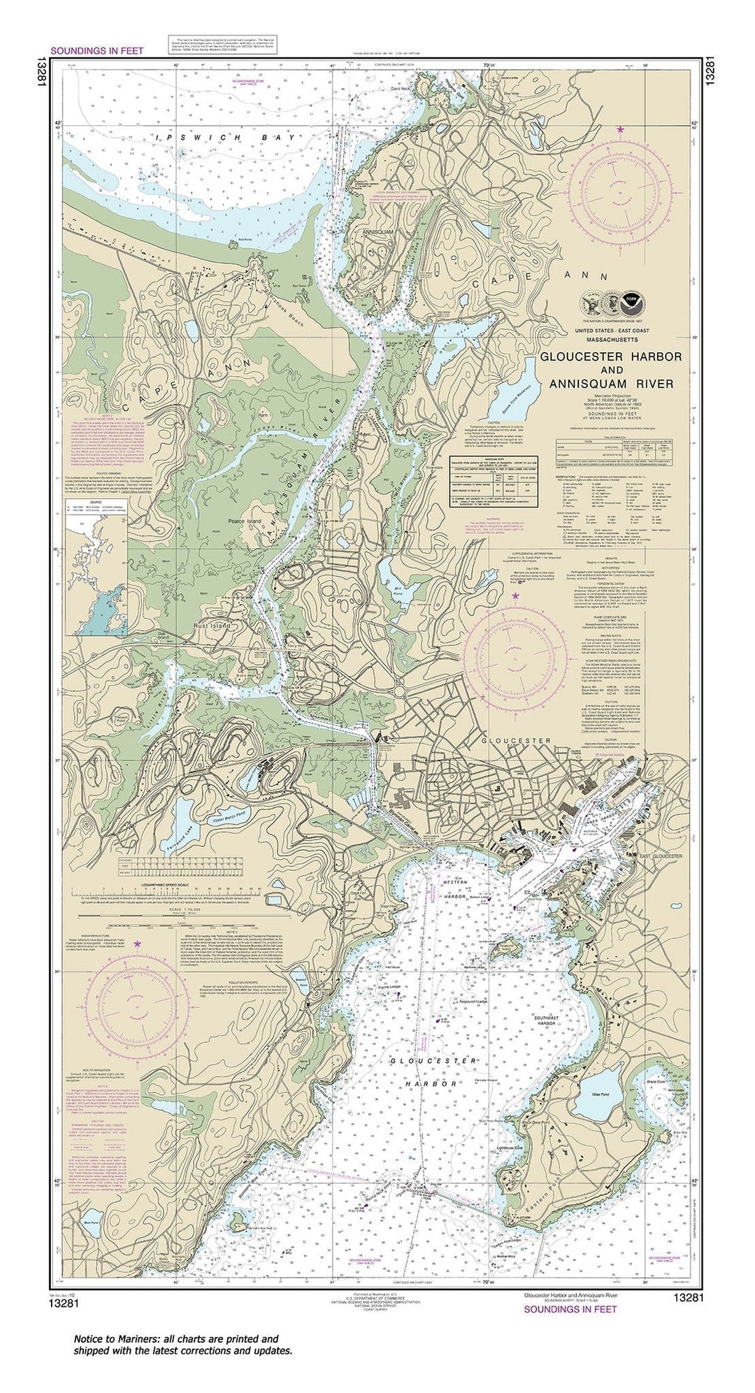 Archival NOAA nautical chart Gloucester – Harbor and Annisquam River.