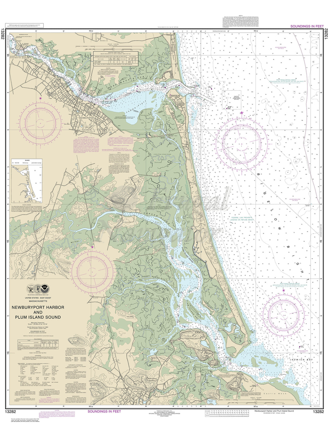 Archival NOAA nautical chart Newburyport – Harbor and Plum Island Sound.