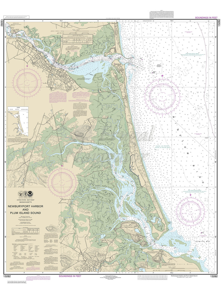 Archival NOAA nautical chart Newburyport – Harbor and Plum Island Sound.