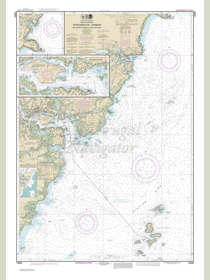 Archival NOAA nautical chart Portsmouth – Harbor Cape Neddick Harbor to Isles of Shoals; Portsmouth Harbor.