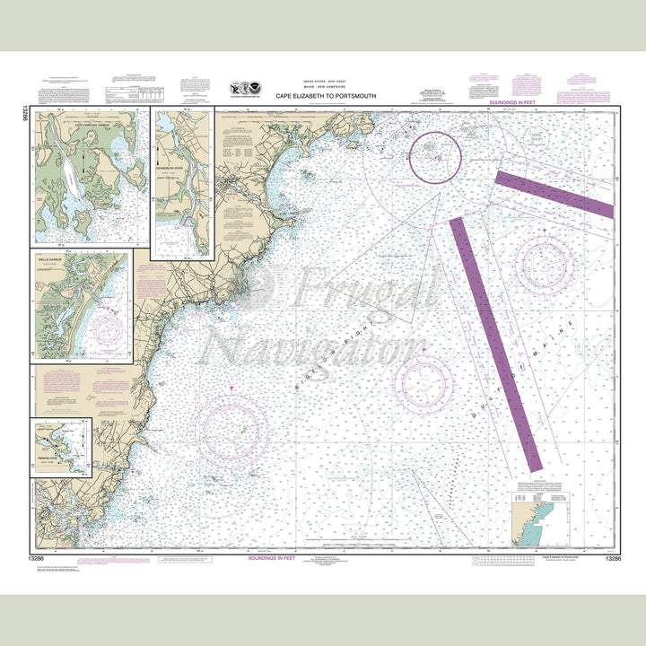 Archival NOAA nautical chart Cape – Elizabeth to Portsmouth.