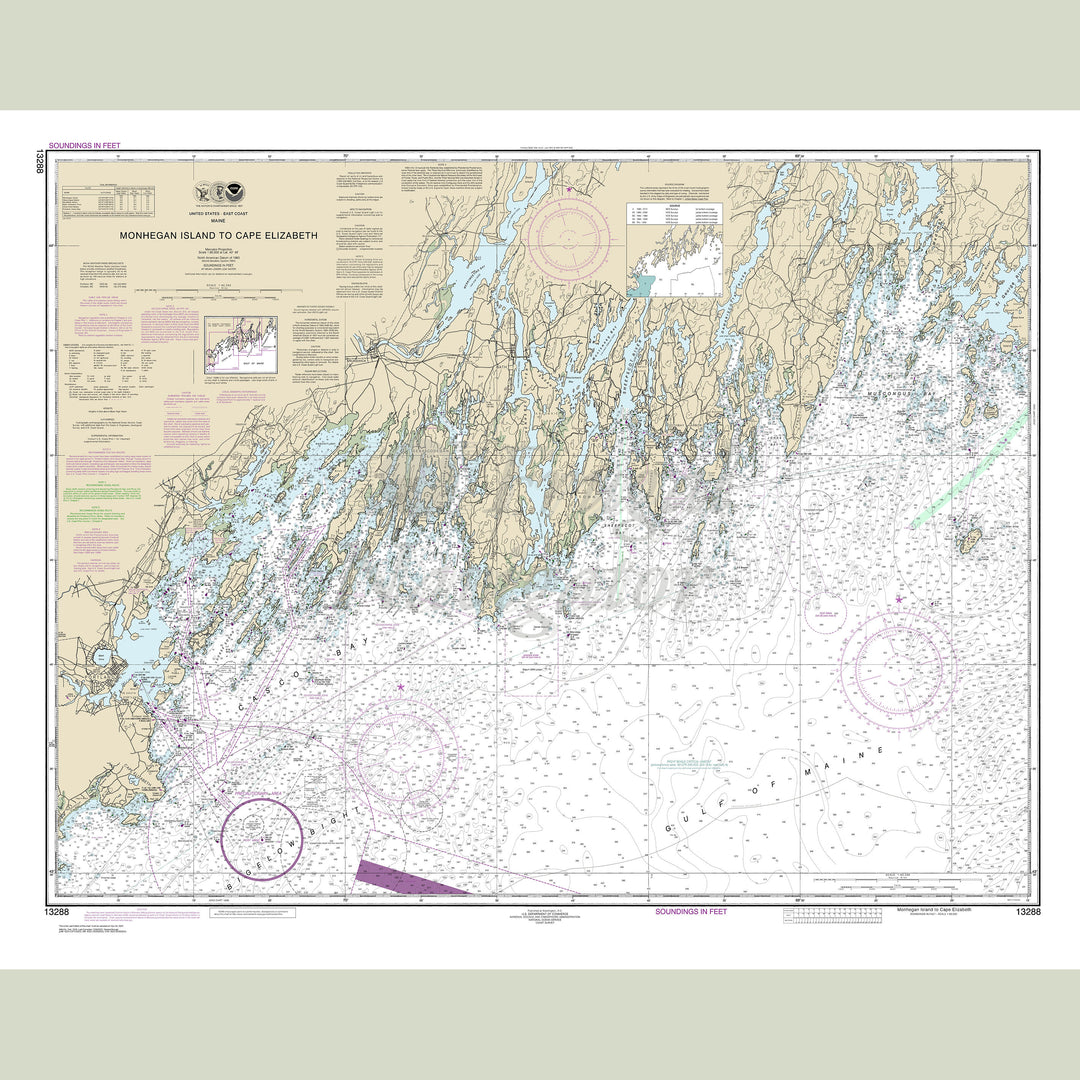 Archival NOAA nautical chart Monhegan – Island to Cape Elizabeth.