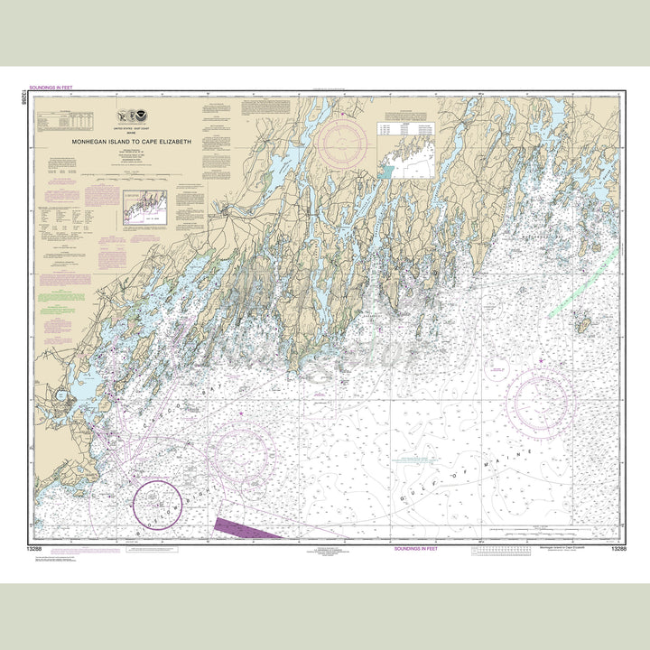 Archival NOAA nautical chart Monhegan – Island to Cape Elizabeth.