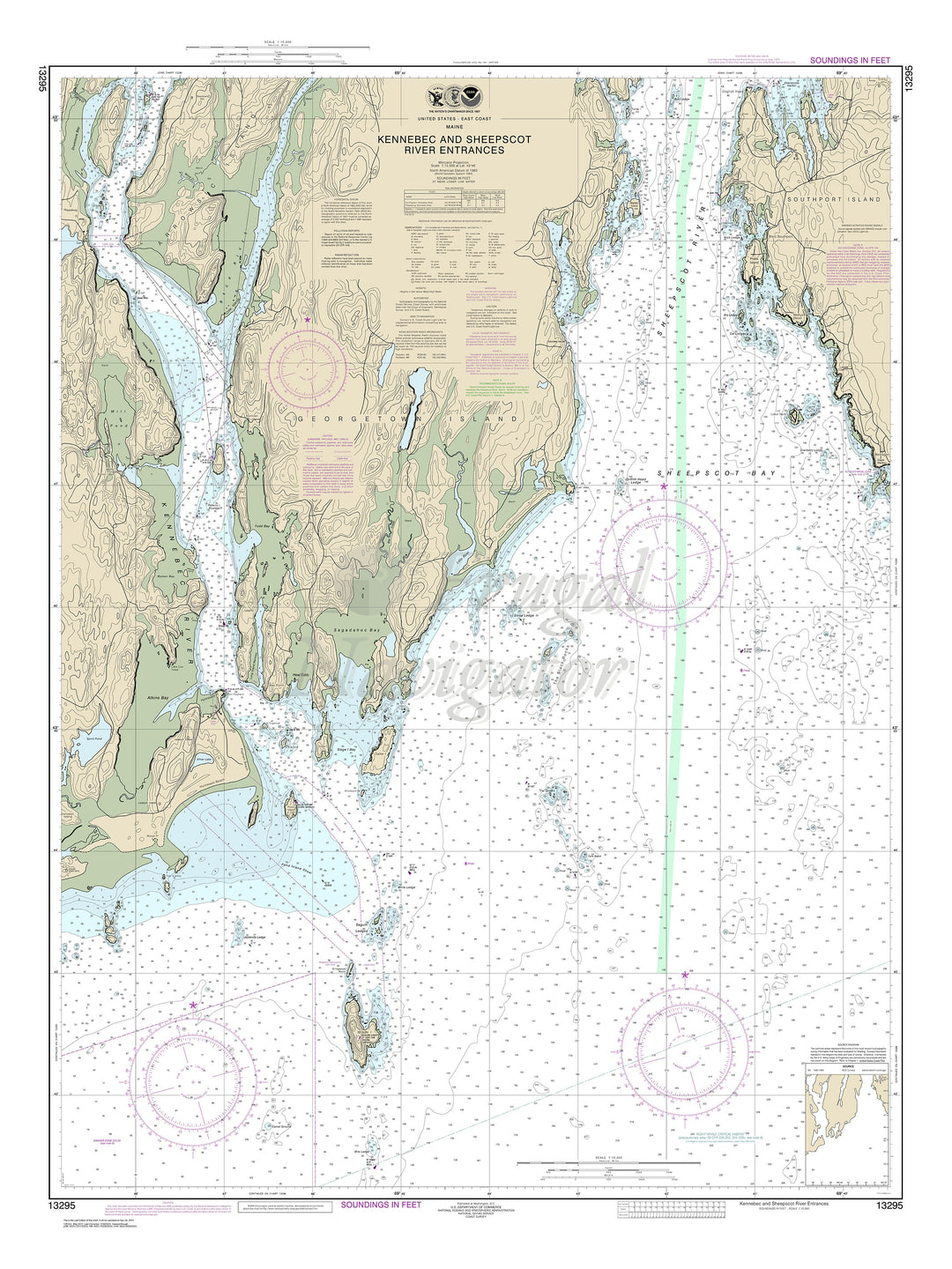 Archival NOAA nautical chart Kennebec – and Sheepscot River Entrances.