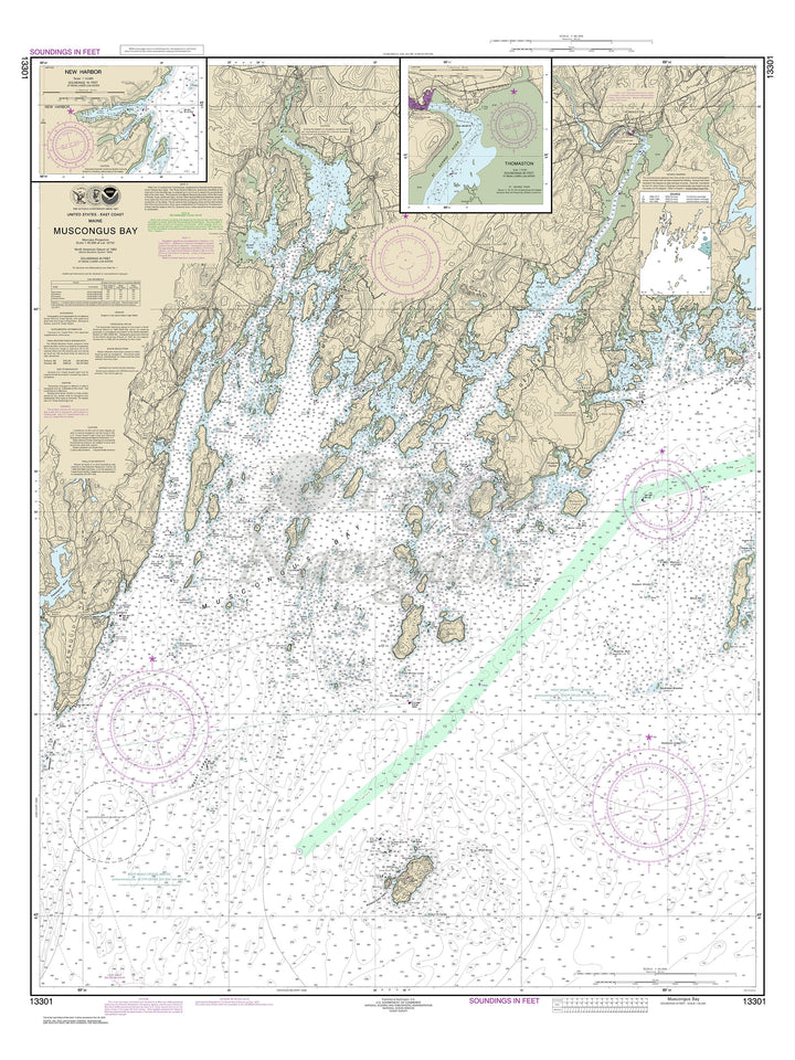Archival NOAA nautical chart Muscongus – Bay;New Harbor;Thomaston.