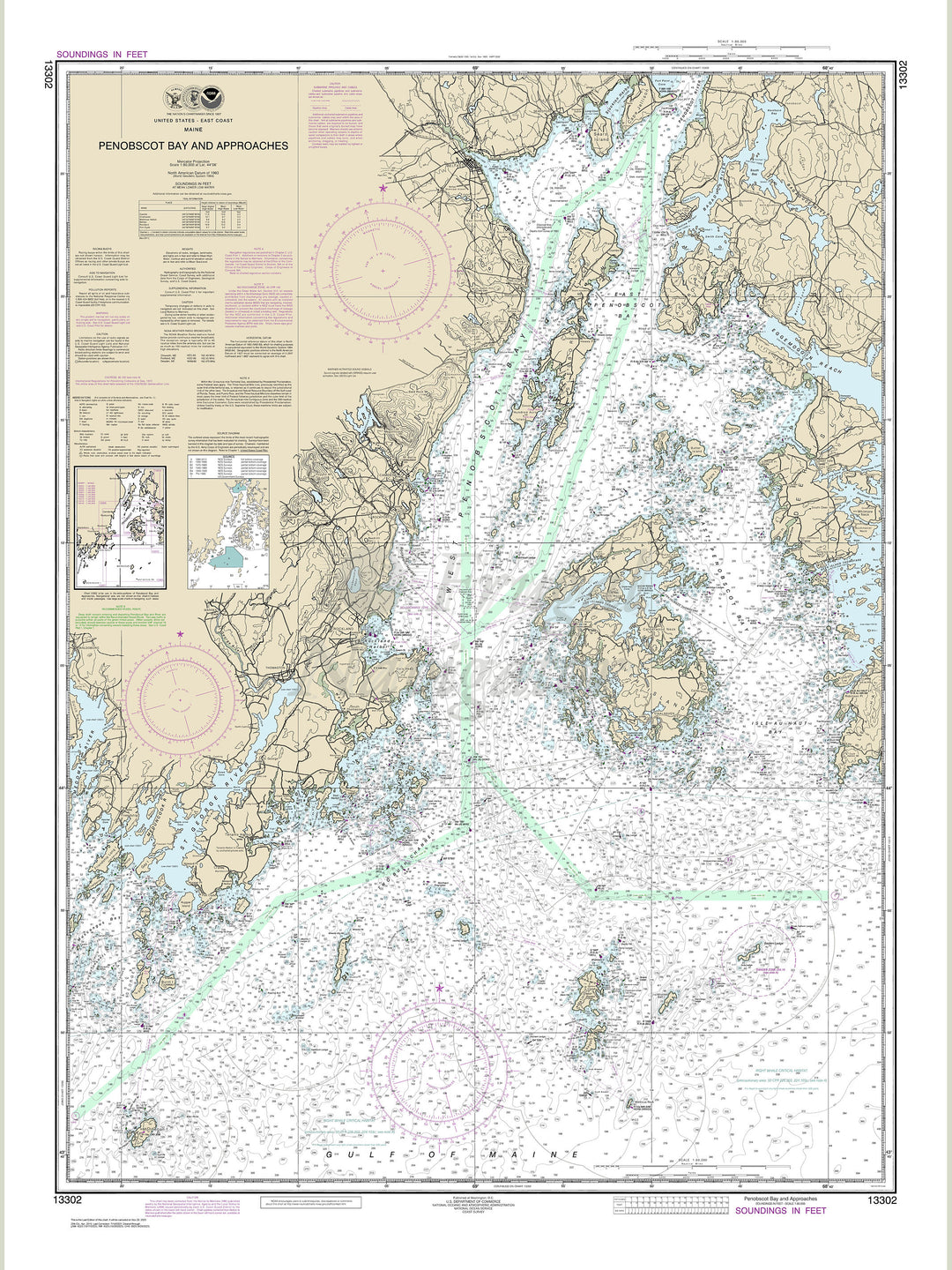 Archival NOAA nautical chart Penobscot – Bay and Approaches.