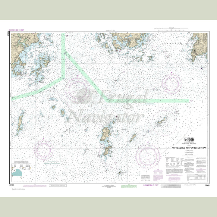 Archival NOAA nautical chart Approaches – to Penobscot Bay.