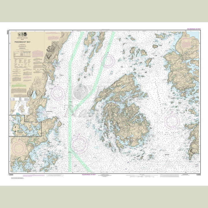 Archival NOAA nautical chart Penobscot – Bay East side;Carvers Harbor and Approaches.
