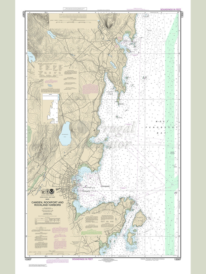 Archival NOAA nautical chart Camden; – Rockport and Rockland Harbors.