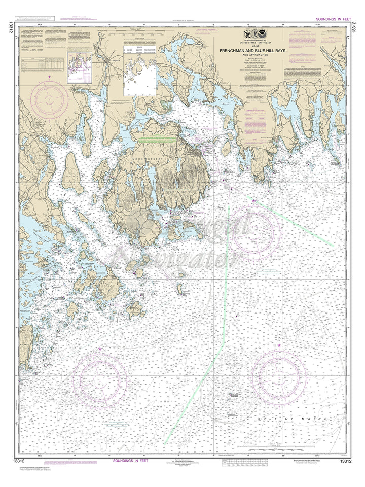 Archival NOAA nautical chart Frenchman – and Blue Hill Bays and Approaches.