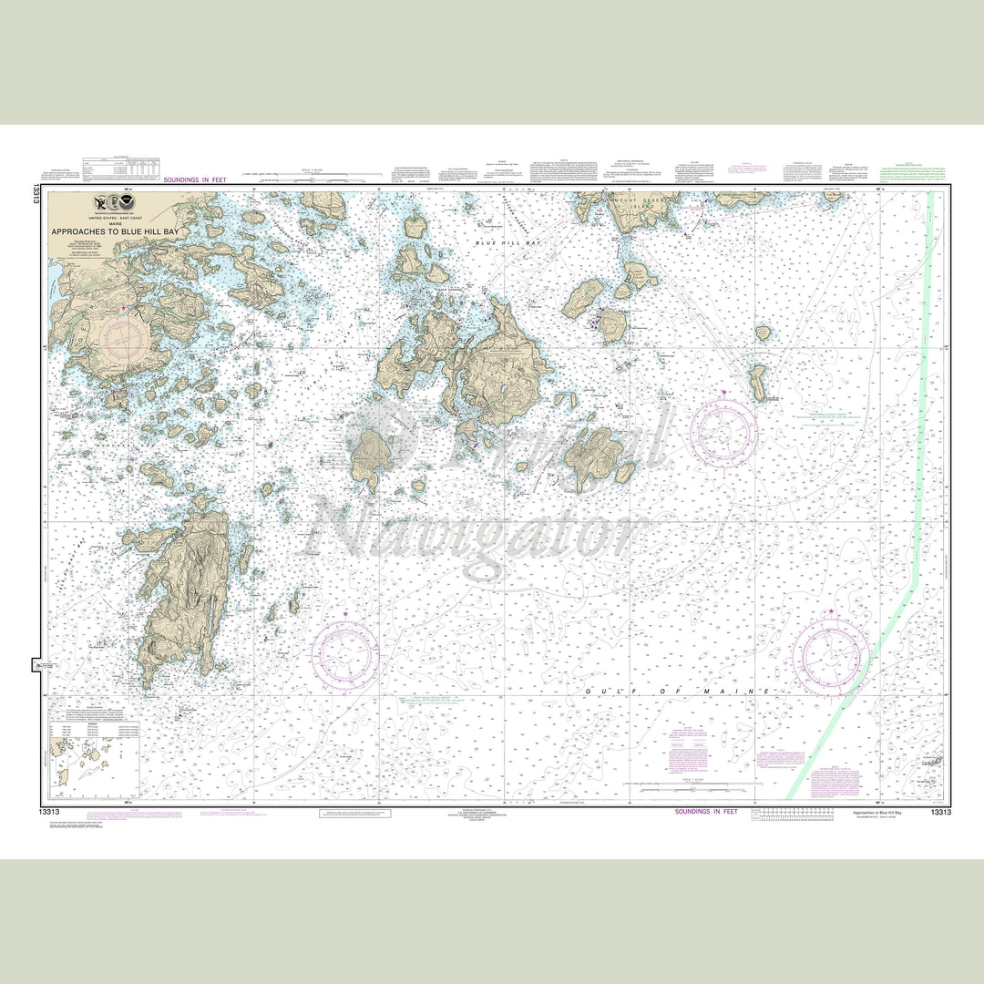 Archival NOAA nautical chart Approaches – to Blue Hill Bay.