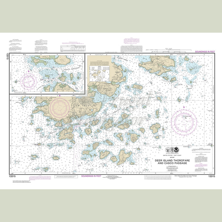 Archival NOAA nautical chart Deer – Island Thorofare and Casco Passage.