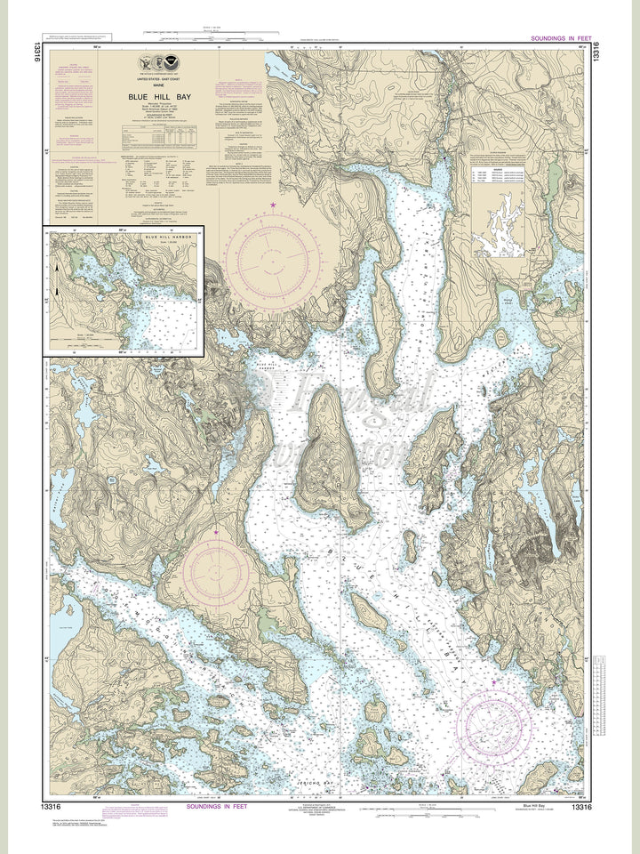 Archival NOAA nautical chart Blue – Hill Bay;Blue Hill Harbor.