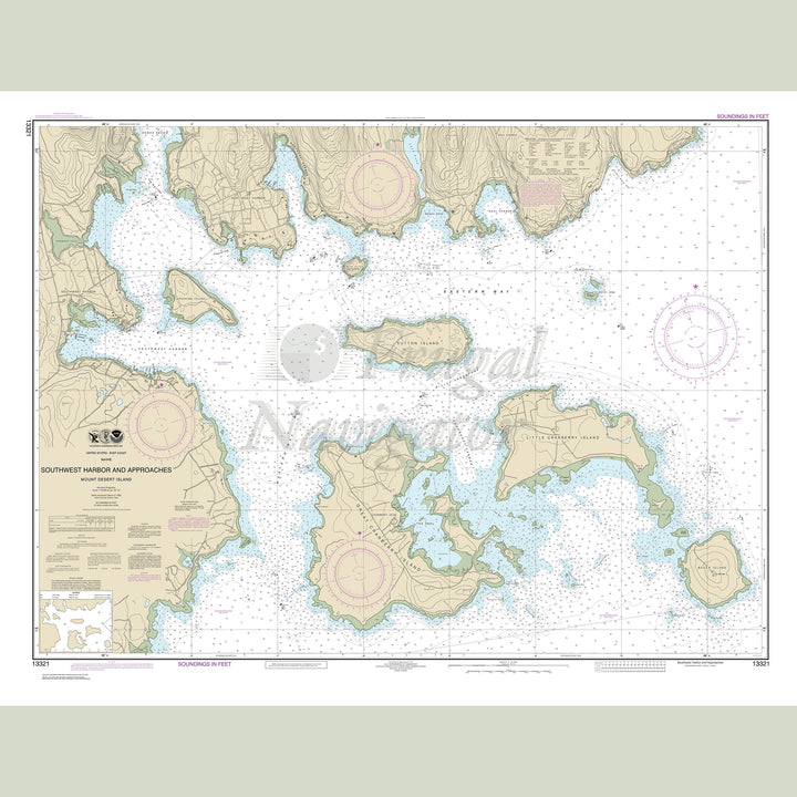 Archival NOAA nautical chart Southwest – Harbor and Approaches.