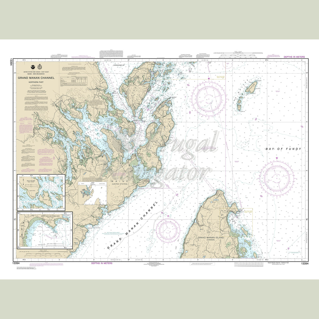 Archival NOAA nautical chart Grand – Manan Channel Northern Part; North Head and Flagg Cove.