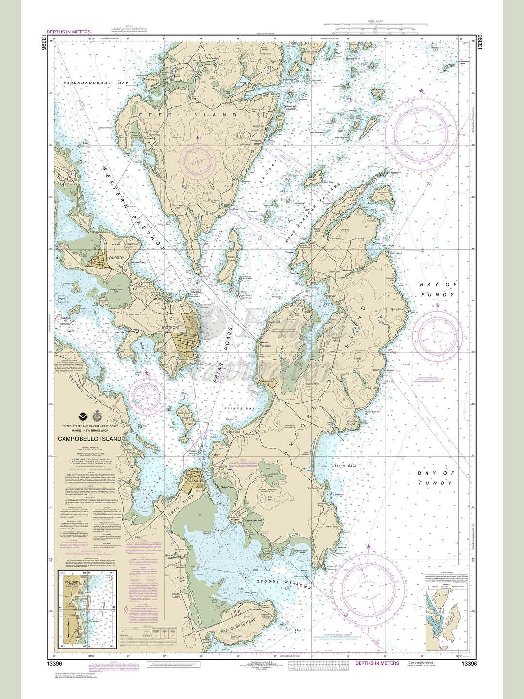 Archival NOAA nautical chart Campobello – Island; Eastport Harbor.