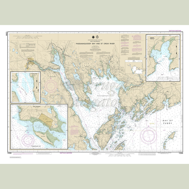 Archival NOAA nautical chart Passamaquoddy – Bay and St. Croix River; Beaver Harbor; Saint Andrews; Todds Point.