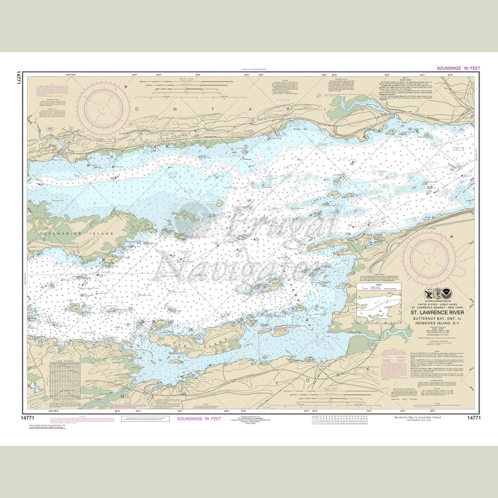 Archival NOAA nautical chart Butternut – Bay- Ont. to Ironsides l.- N.Y..