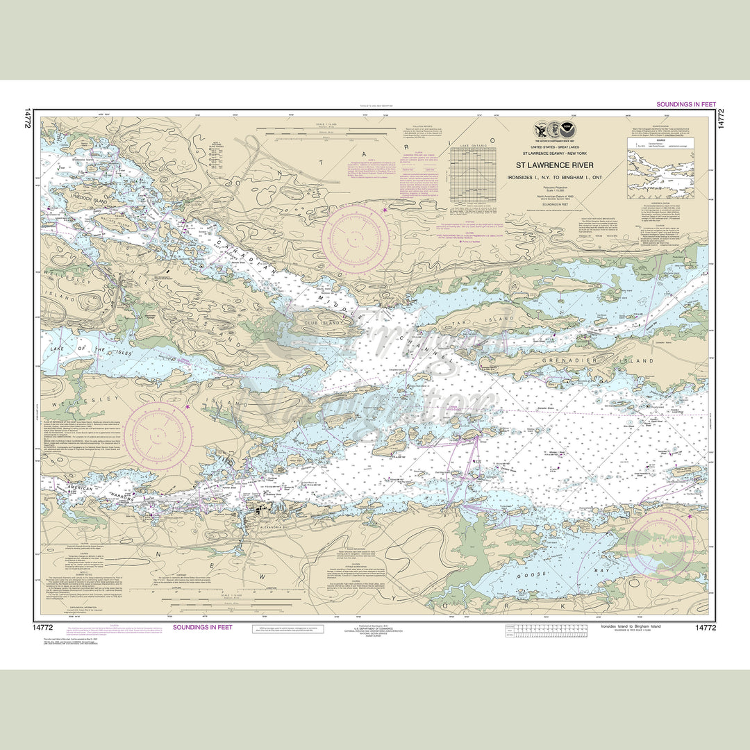 Archival NOAA nautical chart Ironsides – l.- N.Y. to Bingham l.- Ont..