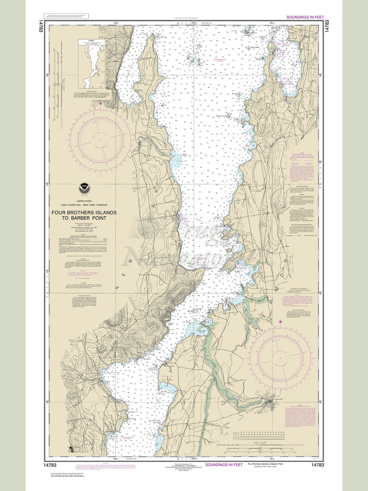 Archival NOAA nautical chart Four – Brothers Islands to Barber Point.